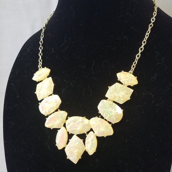 Fun and Funky Lemon Yellow Irridescent Costume Necklace - Picture 2 of 12